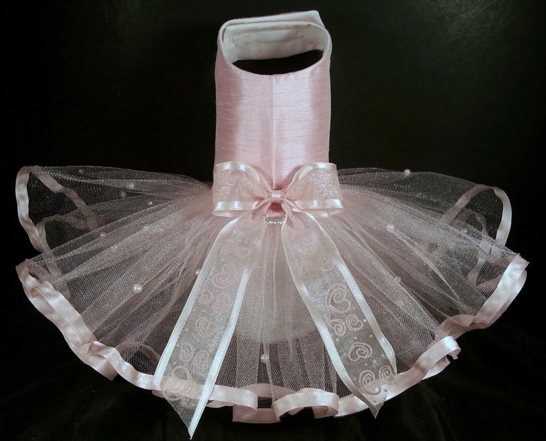 Dog Tutu Dress, Pink Dog Dress, Tutu Dog Dress. Dog Harness Dress, Dog Wedding Dress, Designer Dog Dress, Cat Clothes. image 1