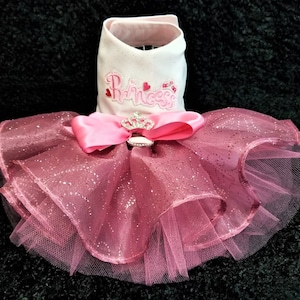 Princess Dog Harness Dress. XSmall Dog Dress to XXLarge Dog Dress, Designer Dog Dress, Girl Dog Clothes, Wedding Dog Dress, Cat Dress