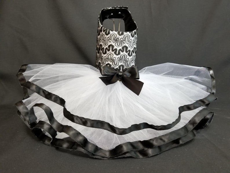 Dog Dress. Black and White Lace Dog Dress Dog Harness Tutu Etsy