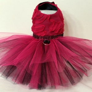 Fuchsia Harness Dress, Dog Tutu, Dog Dress, Tutu Dog Dress, Pet Clothes.