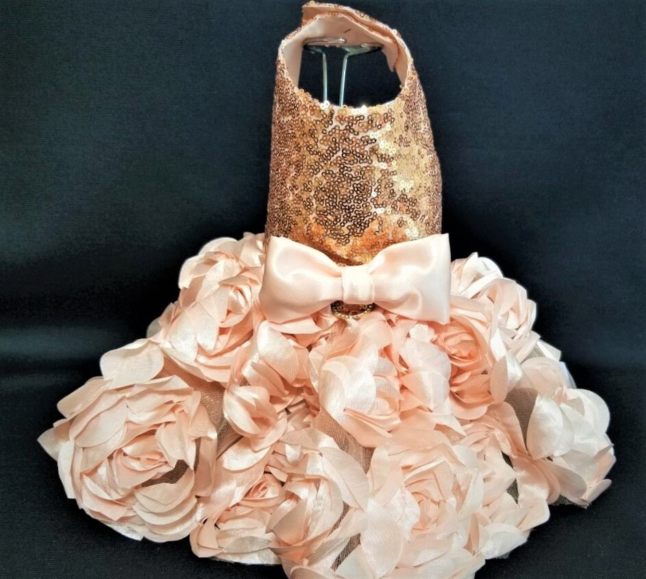 Dog Dress, Rose Gold Dog Dress, Wedding Dog Dress, Dog Harness Dress, Dog  Tutu, Couture Dog Dress. - Etsy