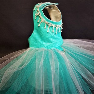 Teal Dog Dress, Dog Harness Dress, Dog Wedding Dress, Dog Tutu, Couture Dog Dress. image 3