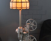 Vintage Steampunk Tiffany Style Filmo Movie  Projector Lamp