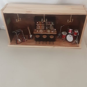 Bar de barrio, Bar Dollhouse, Fiesta de barrio, Diorama, Mini diorama, Bar de bebidas artesanales