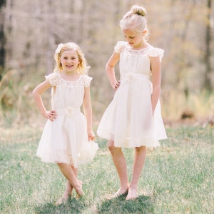 The Charlotte - Ivory,Lace, Chiffon Flower Girl Dress,made for girls, toddlers,  dress  ages 1T, 2T,3T,4T, 5T, 6, 7, 8, 9/10..