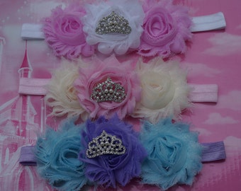 Baby Headband, Baby Tiara, Sparkling Crystal and Pearl Headband, Princess , Custom Color Headband, Newborn Crown Photo Prop
