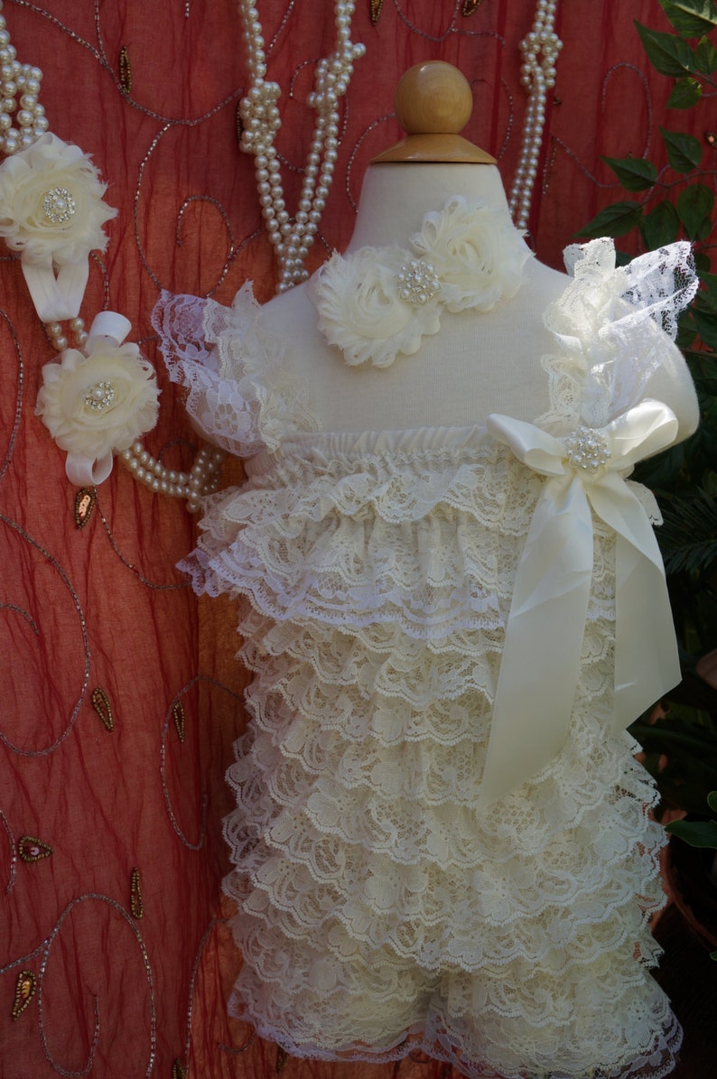 3pcs Ivory Romper Wedding Flower Girl Lace Romper Rompers Etsy