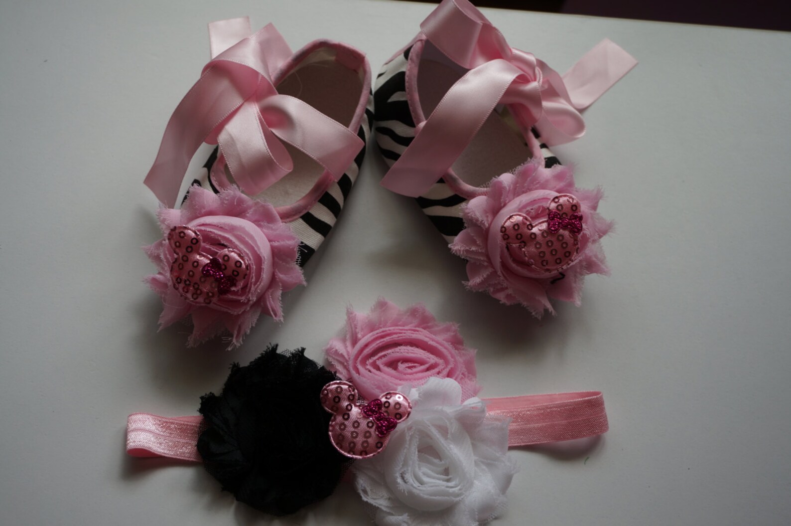 baby girl zebra shoes and headband set,baby girls shoes,disney shoes, zebra print ballet baby shoes, crib shoes and headband.