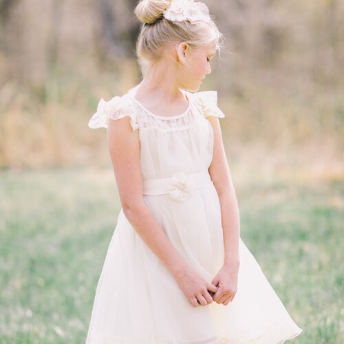 Ivory Flower Girl wedding Dressivory Lace Dress Ivory Etsy