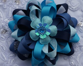 blue hair bow,  baby blue hair bow,christening hair bow, holiday hair bow,baptism hair bow, baby hair bow, Christmas hairbow