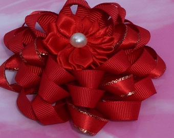 red hair bow, hair bow, hair bow, baby hair bow,