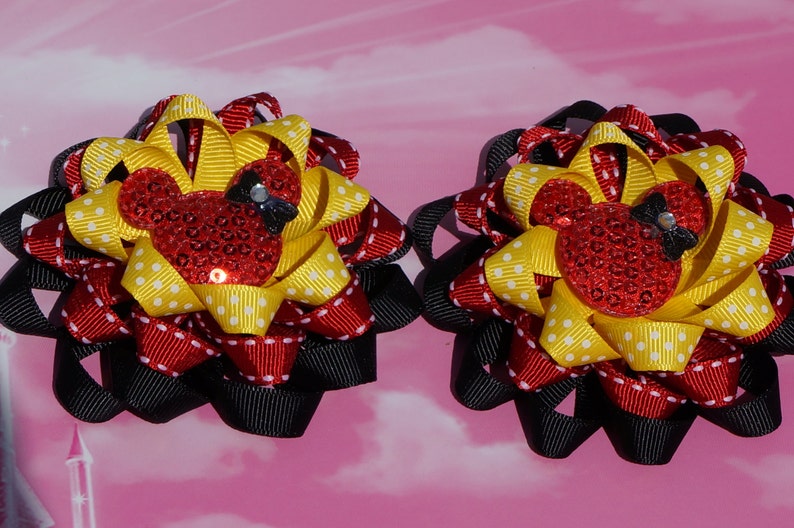 Disney Hair Bows Mickey Mouse Hair Bow Minnie Mouse Hair Bow Loopy Flower Hair Bow white hairbow