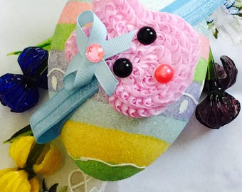 Easter Baby Headband / Easter Bunny headband / Pink and White Bunny Girls headband / Baby Headbands / Baby Photo Props, infant headband