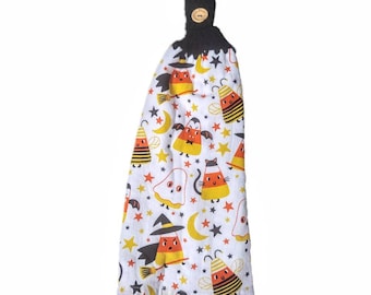 Halloween cat hanging crochet kitchen double towel.