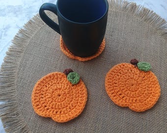 Pumpkin crochet cotton coaster