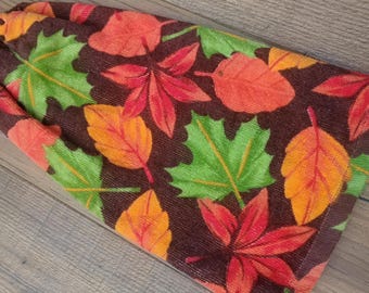 Fall leaves crochet hanging kitchen double towel.