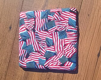 100% cotton American flag hot pad. Double layer thickness