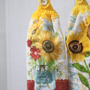 Toalla doble de ganchillo con girasoles, decoración de girasoles, regalo de inauguración de casa, superventas y cantidad limitada. imagen 12