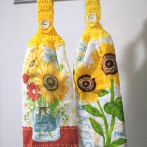 Toalla doble de ganchillo con girasoles, decoración de girasoles, regalo de inauguración de casa, superventas y cantidad limitada. imagen 13