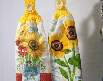 sunflower crochet double towel, sunflower decor, housewarming gift, best seller & limited Quantity