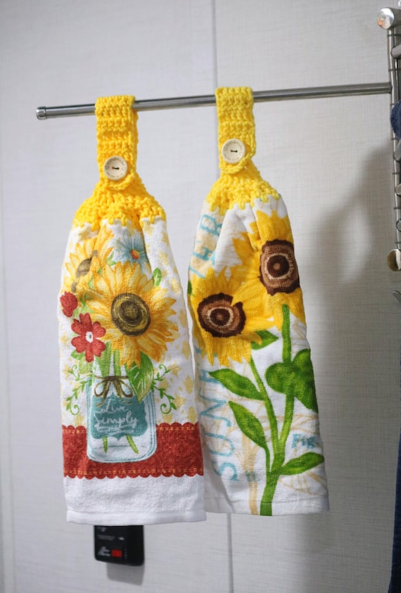 sunflower crochet double towel, sunflower decor, housewarming gift, best seller