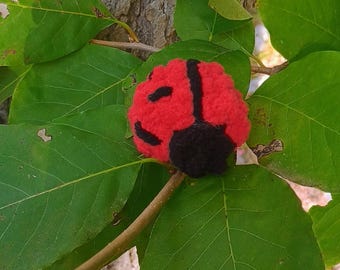 Small Ladybug Amigurumi Pocket Friend - Handcrafted Crochet Stuffed Toy