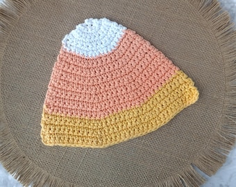 Candy corn crochet washcloth/dishcloth. 100% cotton.