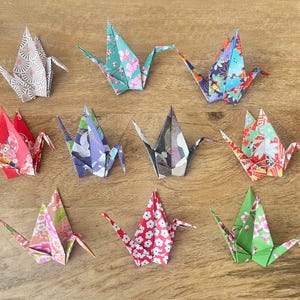 Origami paper cranes (pack of 10) mix of Washi patterns
