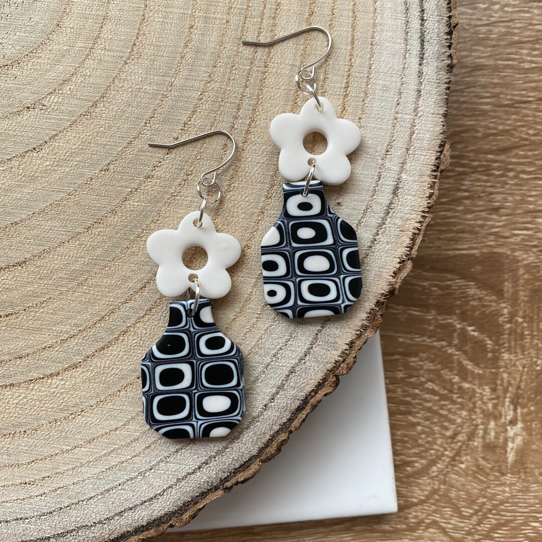 FLOWER VASE Retro Granny Square 70s Handmade Polymer Clay Etsy