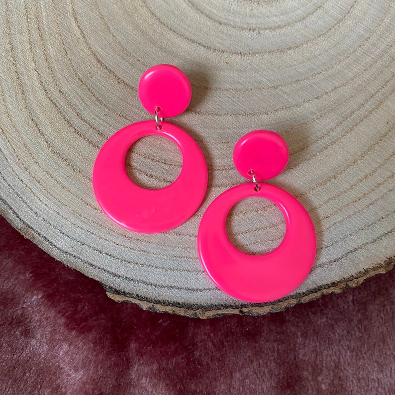 LE CLASSIC 60s 70s mod handmade polymer clay hoop earrings , retro funky 1960s inspired earrings, groovy UK jewellery, go go earrings image 9