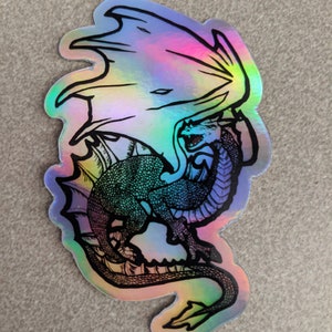 Autocollant holographique 3 po. Dragon
