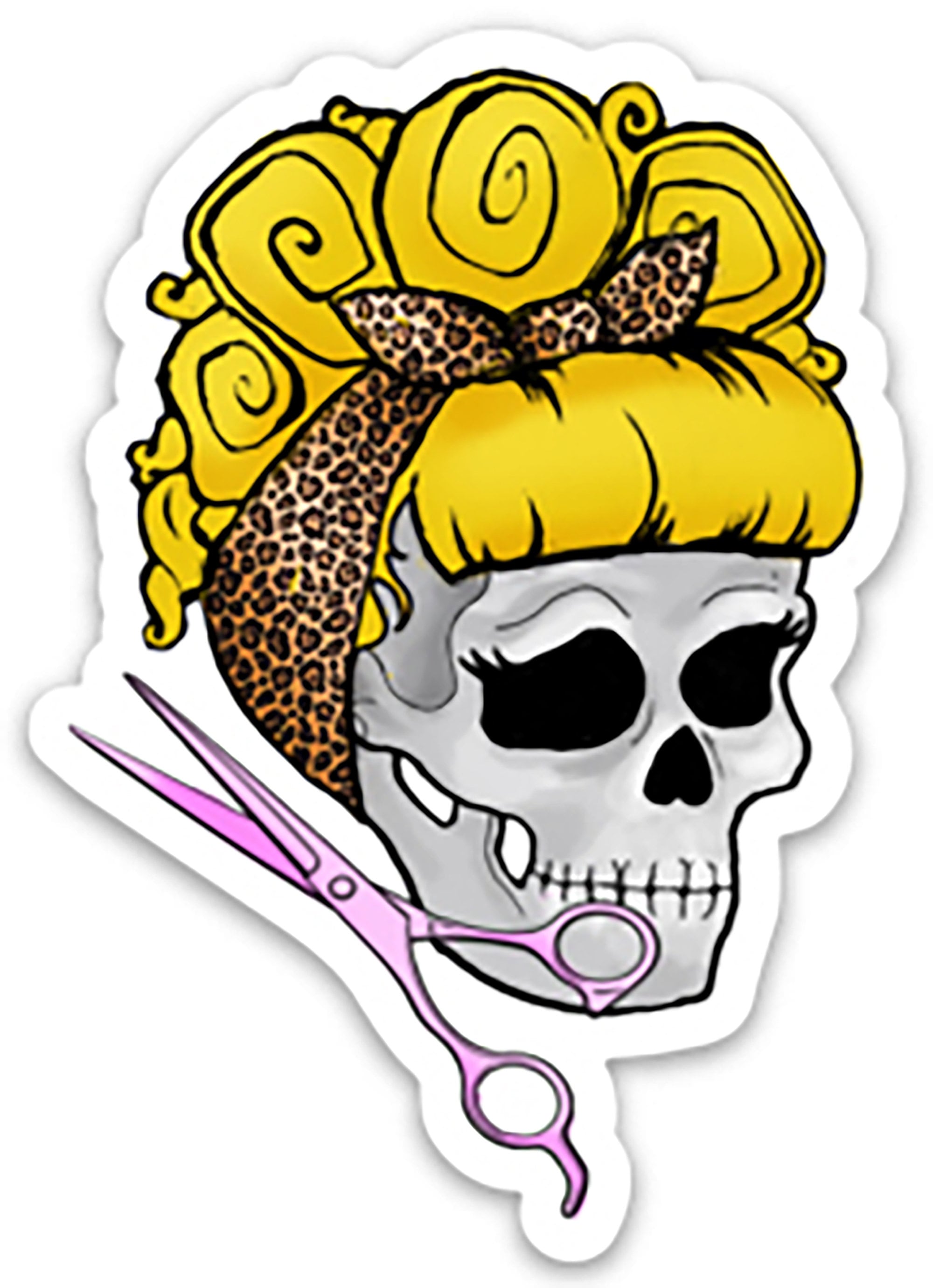 Rock n Roll Rockabilly Skull Barber Scissors' Sticker