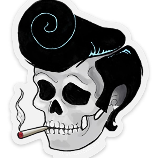 Greaser Skull 3-in Sticker