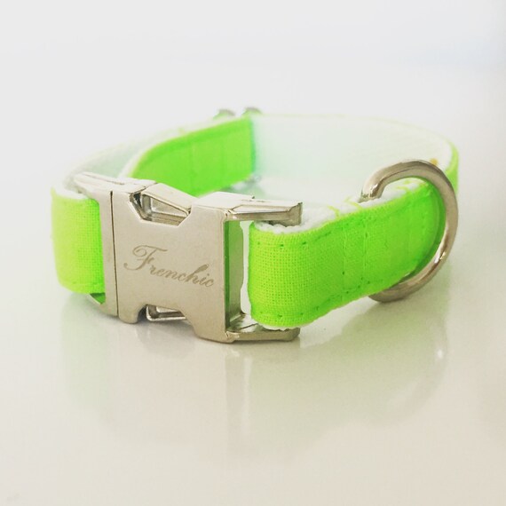 Adjustable dog collar Neon green Etsy