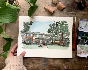 Watercolor House Painting, Watercolor Home Portrait, Watercolor House From Photo, Portrait of house from Photo, Custom Watercolor House