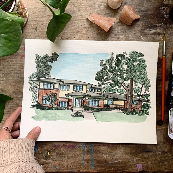 Watercolor House Painting, Watercolor Home Portrait, Watercolor House From Photo, Portrait of house from Photo, Custom Watercolor House