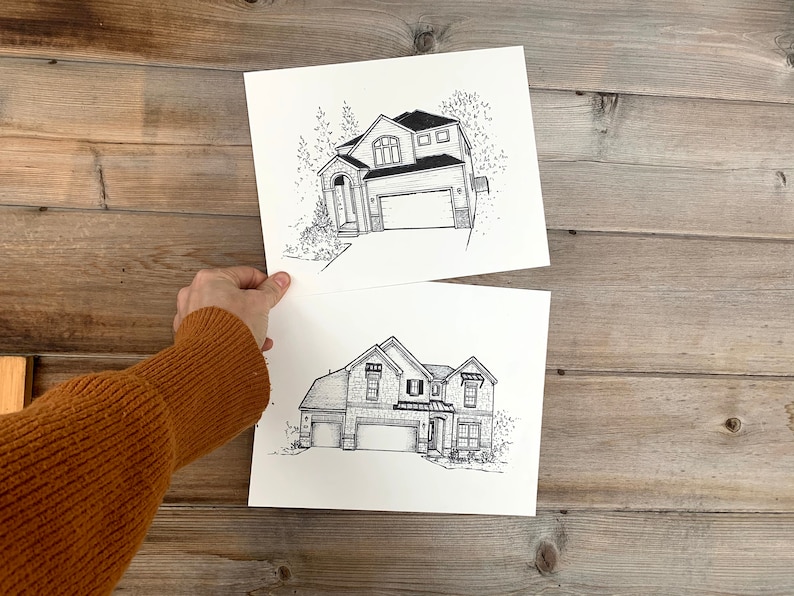 Custom House Drawing, Drawing From Photo, Drawing of Home, First House Gift, House Sketch, Illustration of House, realtor Gift for buyers image 4