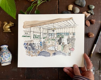 Wedding Ceremony Portrait, Ceremony Art, Wedding Day Painting, Wedding Gift for wife, Anniversary gift for wife anniversary gift for husband