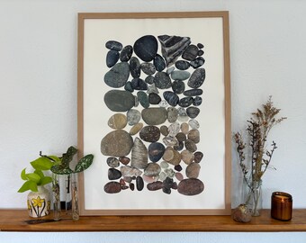 Watercolor Rock Painting Print: Earth Tone Rainbow Artwork