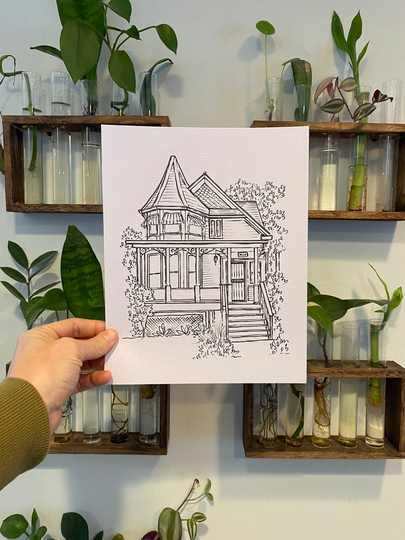 Custom House Drawing from photo, House portrait, Realtor Gift for clients, Sketch from photo, Housewarming gift, House Portrait from photo, image 4