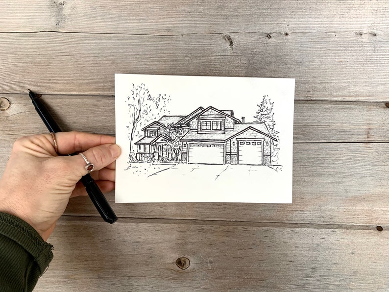 Custom House Drawing, Drawing From Photo, Drawing of Home, First House Gift, House Sketch, Illustration of House, realtor Gift for buyers image 6