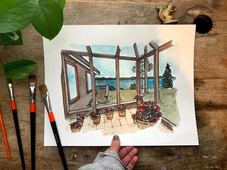 Custom Drawing, Sketch from Photograph, Gift for boss, gift for entrepreneur, Office Decor, small business gift, Drawing from Photograph image 4