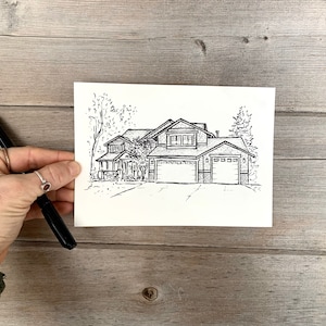 Custom House Drawing from photo, House portrait, Realtor Gift for clients, Sketch from photo, Housewarming gift, House Portrait from photo, image 7