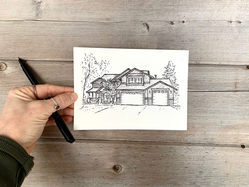 Custom House Drawing from photo, House portrait, Realtor Gift for clients, Sketch from photo, Housewarming gift, House Portrait from photo, image 7