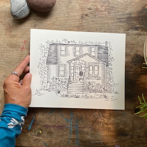 Custom House Drawing, Drawing From Photo, Drawing of Home, First House Gift, House Sketch, Illustration of House, realtor Gift for buyers image 2