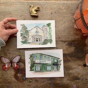 Wedding Venue Portrait, Wedding Venue Drawing, Wedding Church Painting, Venue Watercolor, Venue Wedding Gift Venue Painting Anniversary gift