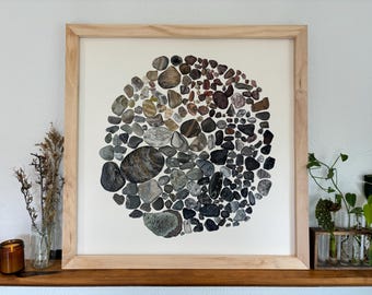 Color Wheel Rock Print: Earth Tone Watercolor Art