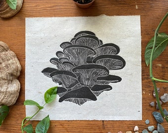 Mushrooms - original linocut