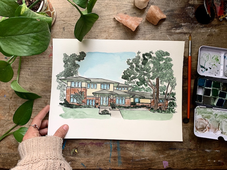 Watercolor House Drawing, Custom watercolor House, watercolor House painting from photo, Watercolor house portrait, Realtor Gift for Buyer