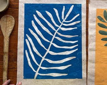 Blue Leaf Jigsaw Print